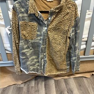 Leopard and Camo Button-Up jacket